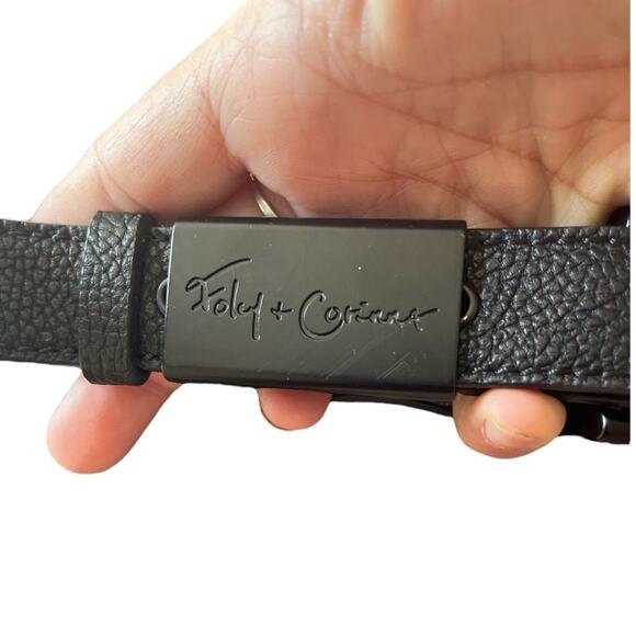 Foley & Corinna FC Liberated Vegan Leather Logo Lady Tote Bag Purse Black - Picture 5 of 11